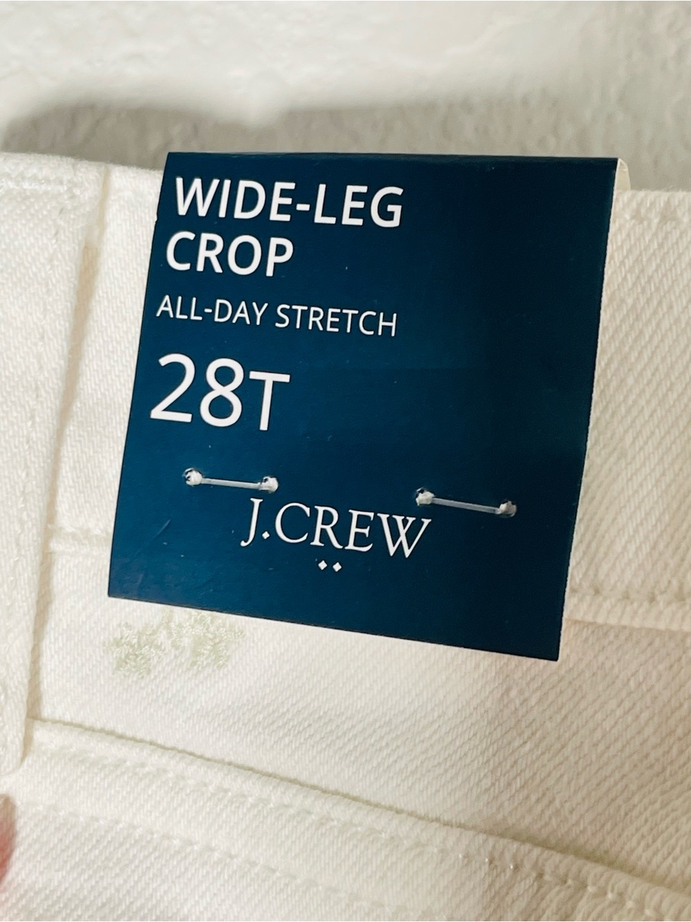 J Crew Fac NWT Wide Leg Embroidered Crop Jeans Size 28T Ivory Denim Embroidery - Picture 10 of 12